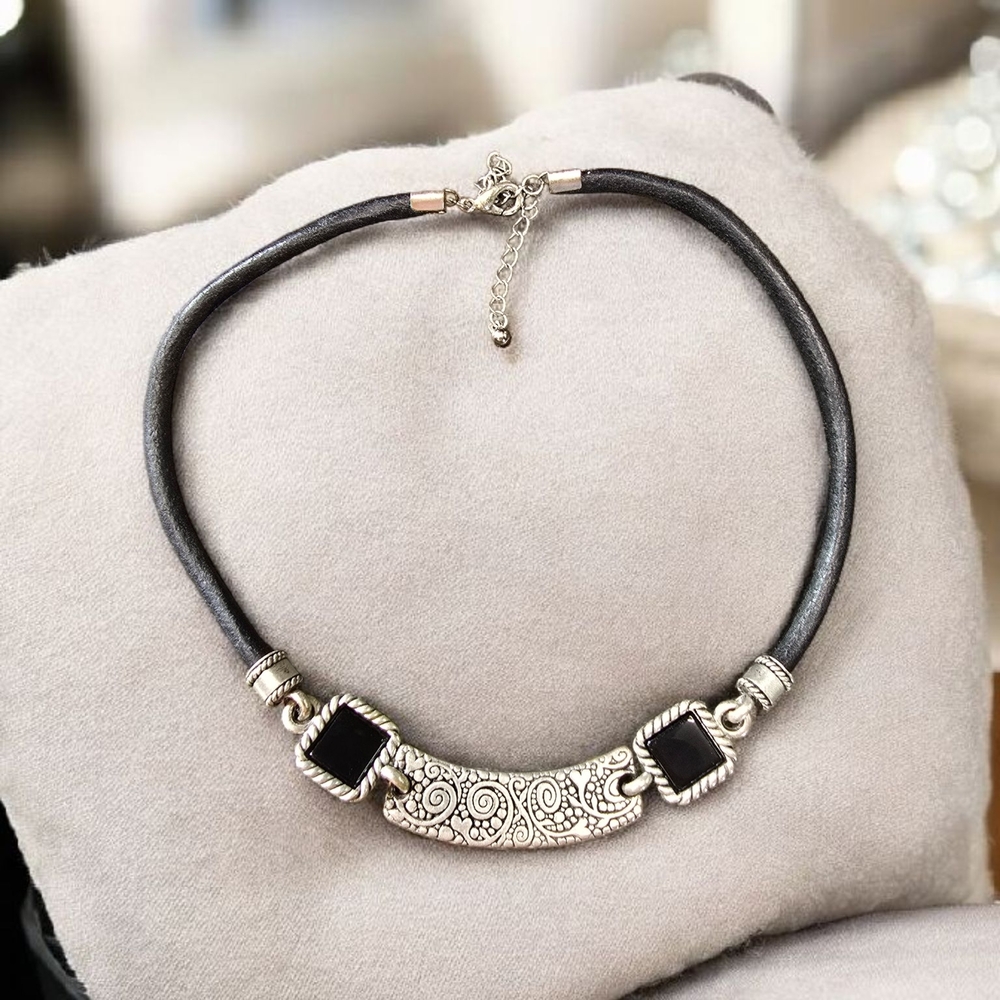Elegant Silver and Black Necklace